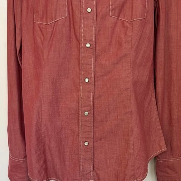 GAP 1969 VINTAGE RED WESTERN BLOUSE PEARL SNAPS SIZE MEDIUM - Picture 3 of 8